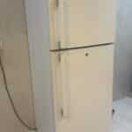 فني صيانة محترف يقوم بفحص وتصليح أعطال ثلاجة منزلية حديثة بسرعة فائقة